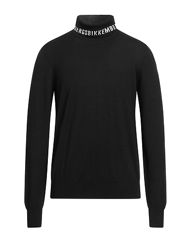 BIKKEMBERGS Polo neck Black 50% Acrylic, 50% Wool