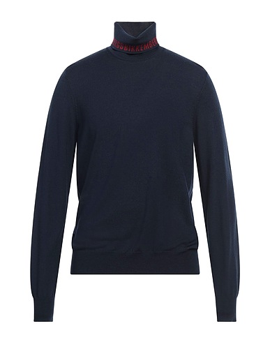 BIKKEMBERGS Polo neck Navy blue 50% Acrylic, 50% Wool