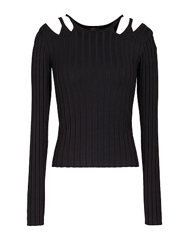 8 by YOOX Jumper RIBBED-KNIT LONG-SLEEVED SWEATER
 Black 73% Viscose, 27% Recycled polyamide