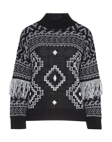 ANGELA MELE MILANO Turtleneck Black 40% Viscose, 40% Acrylic, 20% Wool