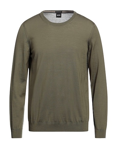 BOSS Pullover Verde militare 100% Lana Vergine