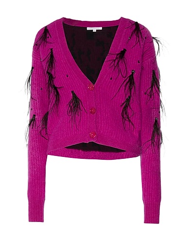 PATRIZIA PEPE Cardigan Mauve 45% Wool, 36% Polyamide, 15% Alpaca wool, 4% Elastane, Ostrich feathers