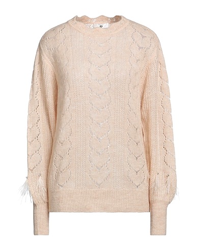 TWINSET Pullover Beige 30% Poliammide, 30% Acrilico, 25% Lana, 15% Lana mohair, Piume di struzzo