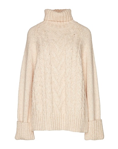 GANNI Polo neck Beige 54% Organic cotton, 22% Wool, 14% Acrylic, 7% Alpaca wool, 3% Recycled polyamide