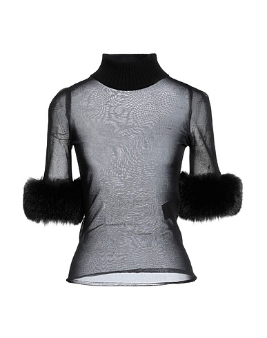 SAINT LAURENT Polo neck Black 100% Silk, Cashmere, Polyester