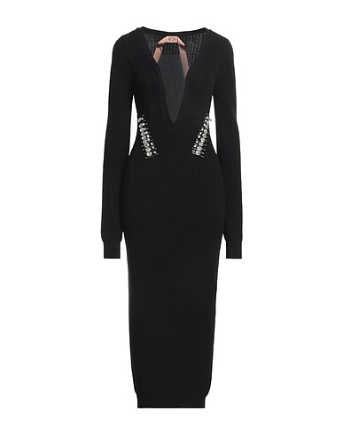 N°21 Midi dress Black 50% Polyamide, 38% Viscose, 12% Wool
