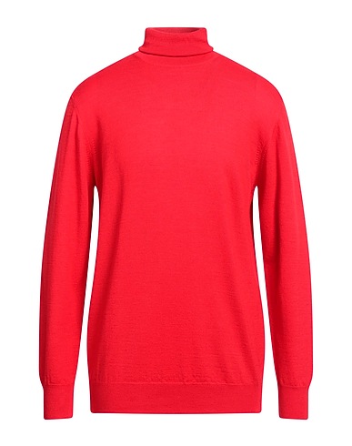 GREY DANIELE ALESSANDRINI Polo neck Red 50% Acrylic, 50% Wool