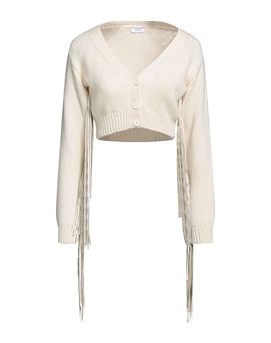 MIXIK Cardigan Cream 100% Cashmere, Soft Leather
