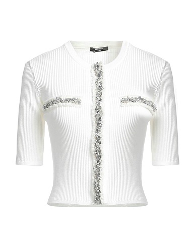 BALMAIN カーディガン ホワイト レーヨン 80% / ナイロン 20% / ポリ塩化ビニル / ガラス / 銅