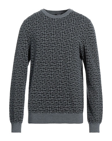 BALMAIN Pullover Grau 55% Merinowolle, 40% Leinen, 5% Polyamid