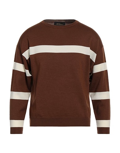 LES COPAINS Pullover Marron 100% Laine vierge