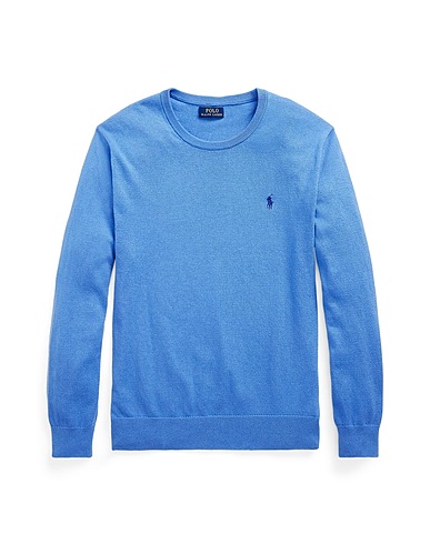 POLO RALPH LAUREN Pullover COTTON-CASHMERE CREWNECK SWEATER
 Azzurro 92% Cotone, 8% Cachemire riciclato