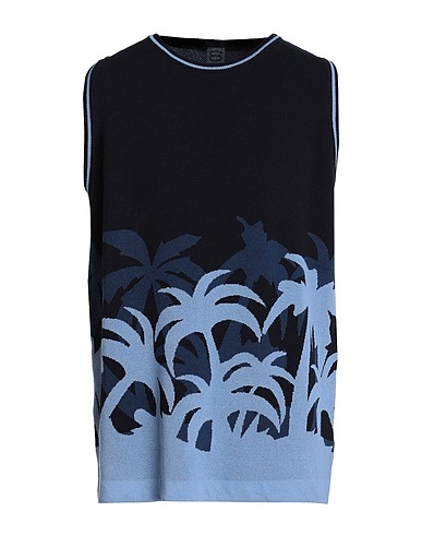 8 by YOOX Sleeveless sweater MULTICOLOR COTTON JACQUARD SLEEVELESS SWEATER
 Slate blue 50% Cotton, 50% Recycled cotton