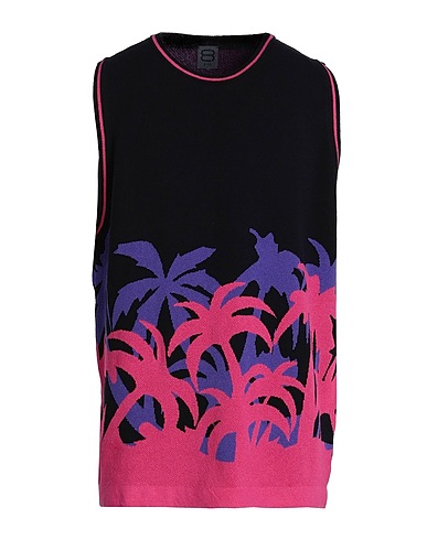 8 by YOOX Maglia Gilet MULTICOLOR COTTON JACQUARD SLEEVELESS SWEATER
 Fucsia 50% Cotone, 50% Cotone riciclato