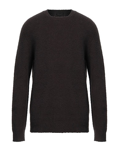 ROBERTO COLLINA Jumper Dark brown 80% Cotton, 16% Nylon, 4% Elastane
