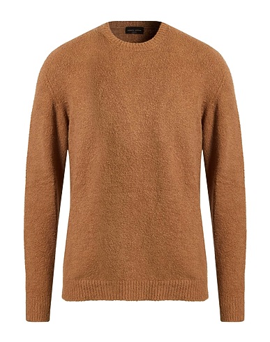 ROBERTO COLLINA Jumper Light brown 80% Cotton, 16% Nylon, 4% Elastane