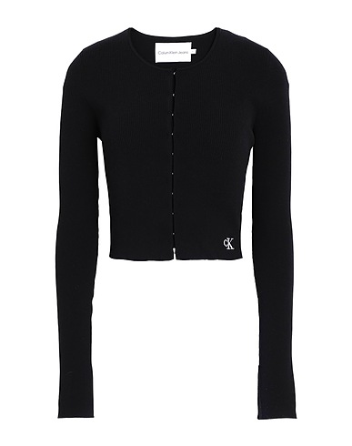 CALVIN KLEIN JEANS Cardigan Noir 75% Polyester, 23% Polyamide, 2% Élasthanne