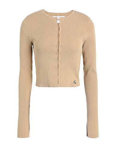 CALVIN KLEIN JEANS Cardigan Sabbia 75% Poliestere, 23% Poliammide, 2% Elastan
