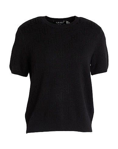 LAUREN RALPH LAUREN Pullover MONOGRAM JACQUARD SHORT-SLEEVE SWEATER
 Nero 60% Cotone, 40% Viscosa