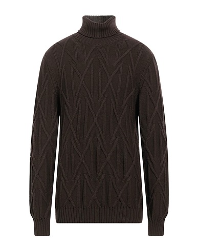 ALPHA STUDIO Polo neck Dark brown 100% Merino Wool