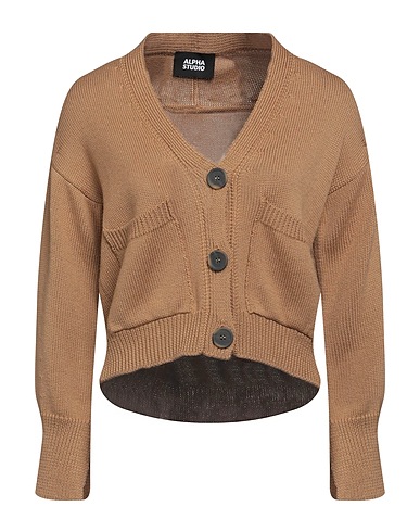ALPHA STUDIO Cardigan Camel 100% Merino Wool