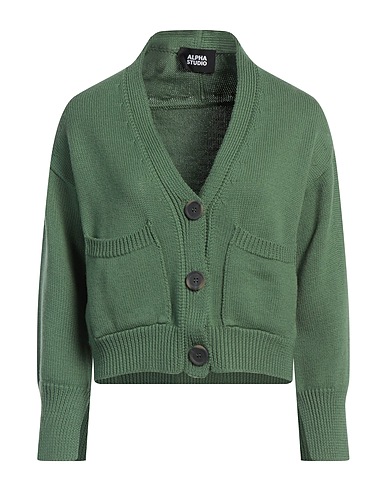 ALPHA STUDIO Cardigan Green 100% Merino Wool
