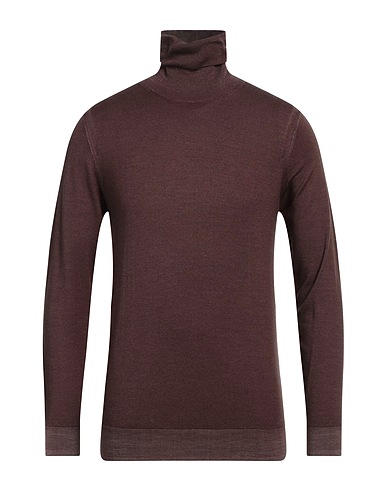 PAOLO PECORA Polo neck Dark brown 100% Virgin Wool