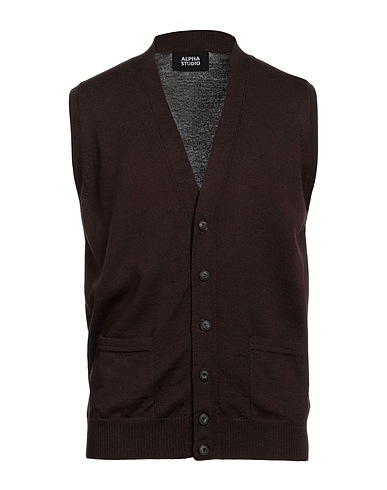 ALPHA STUDIO Cardigan Dark brown 100% Merino Wool