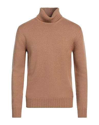 ALPHA STUDIO Polo neck Camel 100% Merino Wool
