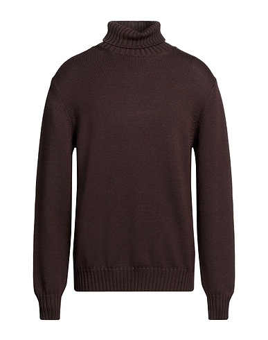 ALPHA STUDIO Polo neck Dark brown 100% Merino Wool