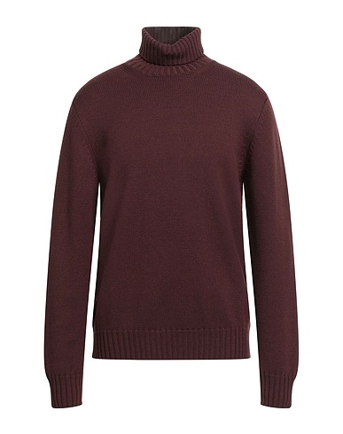 ALPHA STUDIO Polo neck Chocolate brown 100% Merino Wool