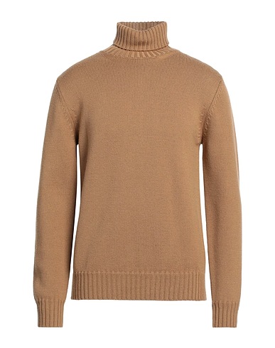 ALPHA STUDIO Polo neck Sand 100% Merino Wool