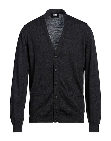 ALPHA STUDIO Cardigan Charcoal 100% Merino Wool