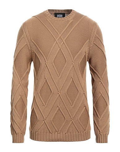 ALPHA STUDIO Jumper Camel 100% Merino Wool
