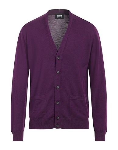 ALPHA STUDIO Cardigan Dark purple 100% Merino Wool