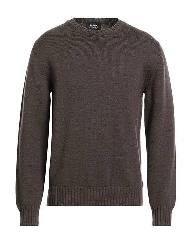 ALPHA STUDIO Pullover Khaki 100% Merinowolle