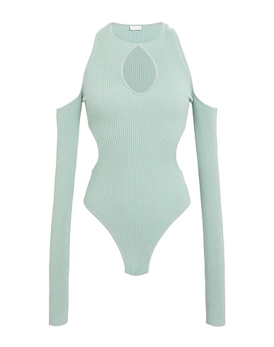 8 by YOOX TOPS & TEES RIBBED-KNIT LONG SLEEVE BODYSUIT
 Sage green 72% Viscose, 28% Recycled polyamide