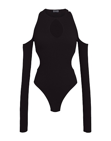 8 by YOOX TOPWEAR RIBBED-KNIT LONG SLEEVE BODYSUIT
 Nero 72% Viscosa, 28% Poliammide riciclato
