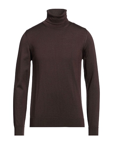 ALPHA STUDIO Polo neck Dark brown 100% Merino Wool