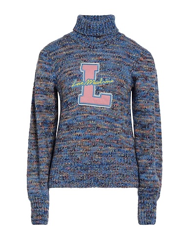 LOVE MOSCHINO Polo neck Pastel blue 64% Wool, 27% Acrylic, 9% Polyamide, Polyester