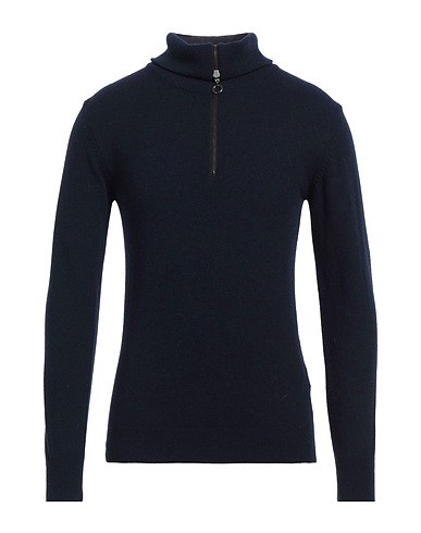 GREY DANIELE ALESSANDRINI Sweater with zip Midnight blue 80% Wool, 20% Polyamide