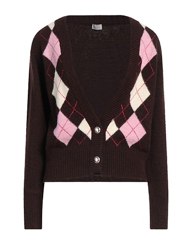 MARELLA SPORT Cardigan Dark brown 50% Acrylic, 29% Polyamide, 19% Wool, 2% Elastane, Synthetic fibers