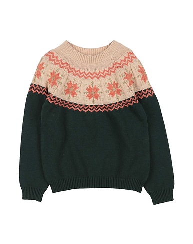 BONTON Sweater Dark green 51% Cotton, 25% Polyamide, 10% Polyester, 9% Wool, 5% Metallic fiber