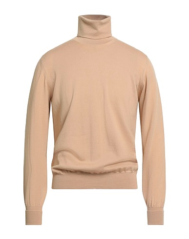 ALPHA STUDIO Polo neck Sand 100% Merino Wool