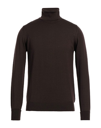 ALPHA STUDIO Polo neck Dark brown 100% Merino Wool