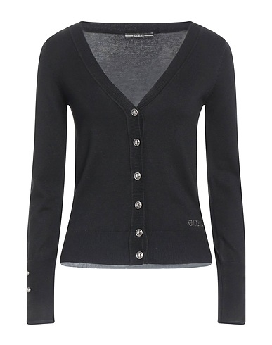 GUESS Cardigan Nero 71% Viscosa EcoVero™, 29% Poliammide