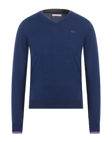 SUN 68 Jumper Blue 50% Merino Wool, 50% Cotton