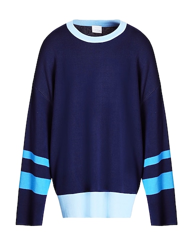 8 by YOOX Jumper JACQUARD LOOSE FIT KNIT CREWNECK
 Navy blue 83% Viscose, 17% Recycled polyamide
