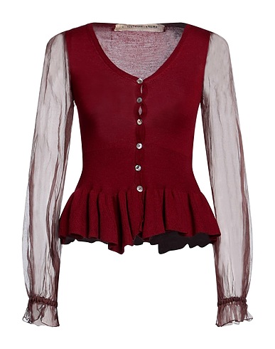 A TENTATIVE ATELIER Cardigan Bordeaux 100% Lana Vergine, Seta