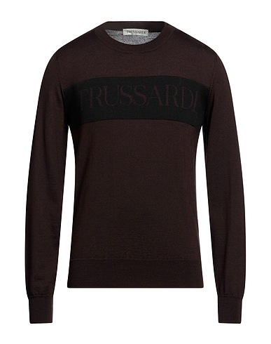 TRUSSARDI Jumper Dark brown 50% Acrylic, 50% Wool